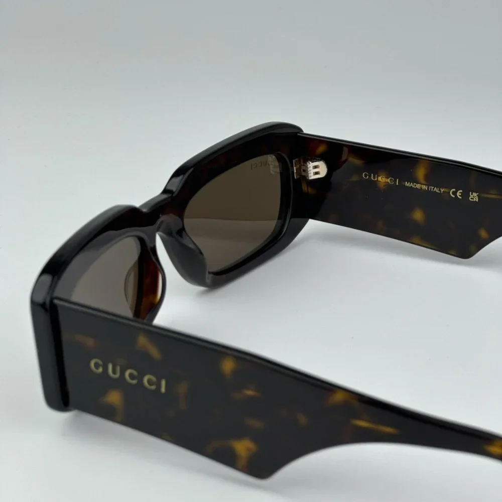 Gucci GG1426S 002 BRAND NEW Sunglasses Dark Havana Brown Unisex Rectangle